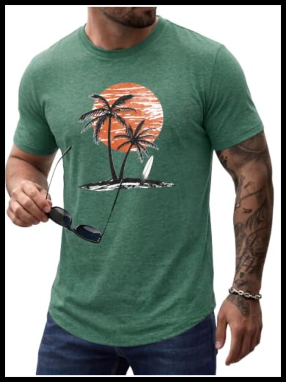 Men's Casual Graphic T-Shirt Cotton Blend Crew Neck Short Sleeve Tee